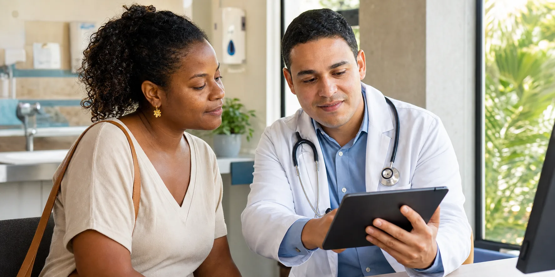 Cali patient reviewing a care plan with a Colombian physician